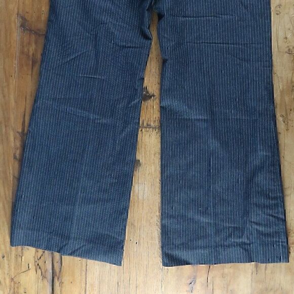 PANTOLOGY BLACK WITH WHITE & BLUE PINSTRIPE BUSINESS WORK PANTS SIZE 6 - Picture 8 of 8